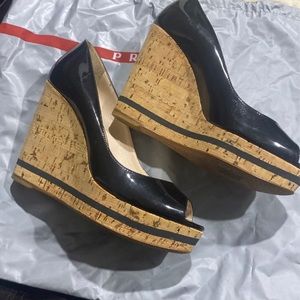 Prada wedge heel pumps espadrilles size 35.5